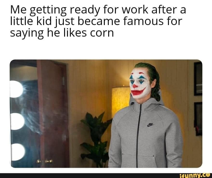 The Joker standing in front of the mirror represents a worker instead of a kid who becomes famous after a trending song.