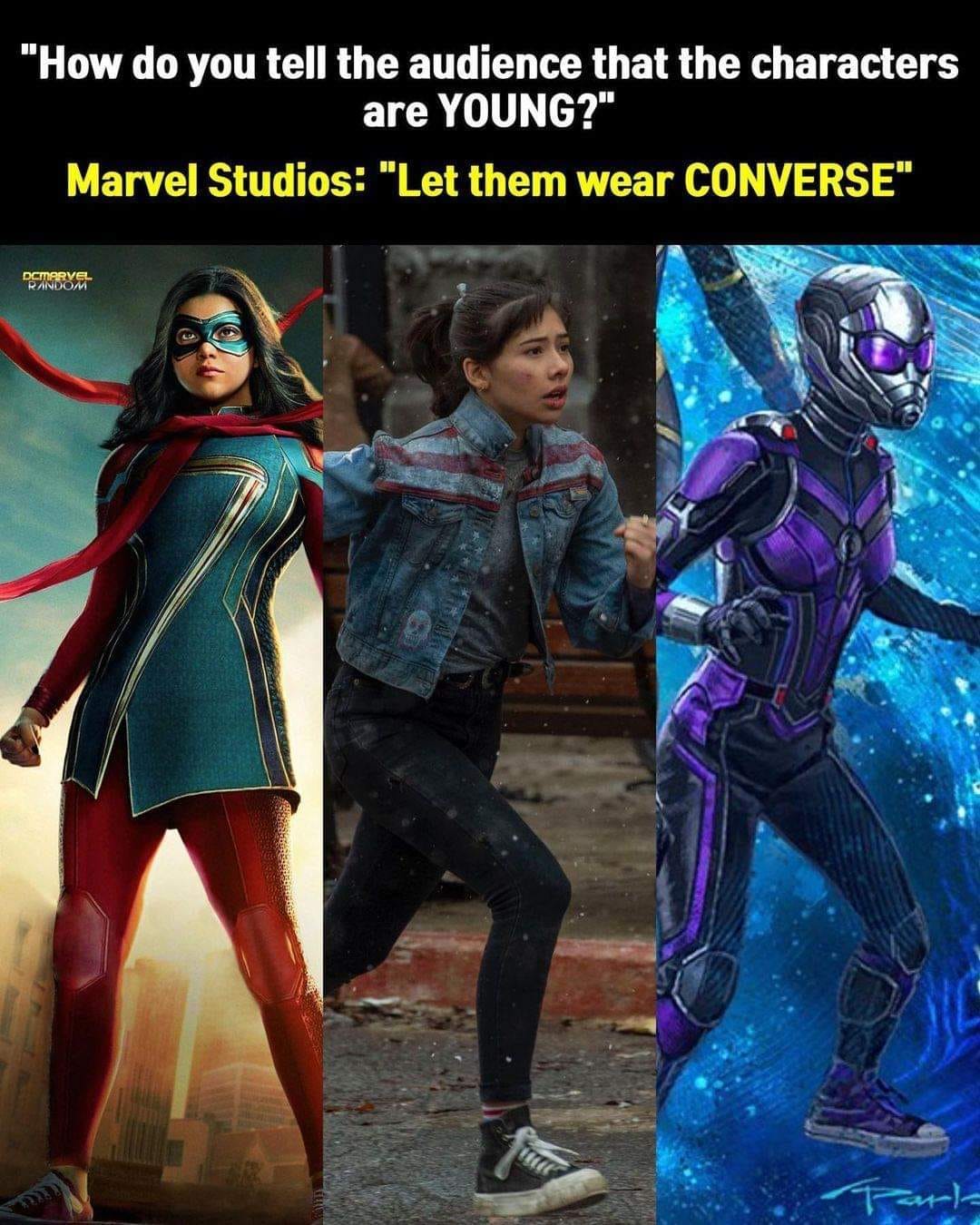 Young Marvel characters wearing Converse shoes
